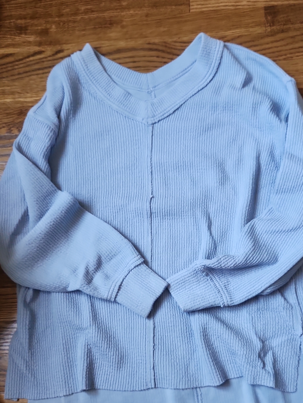aerie Light Blue Ribbed V-Neck Women's Sweater